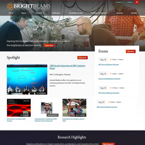 Center for Brightbeams homepage