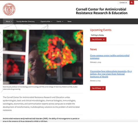 homepage of antimicrobial resistance research and education center website