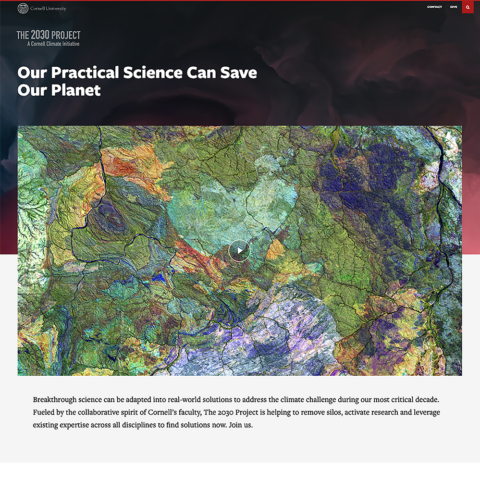 Homepage for climate site showing geographic map