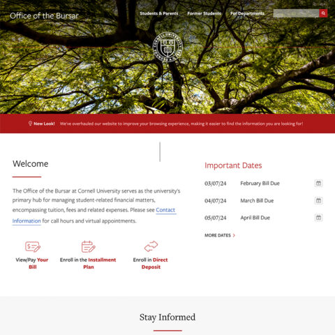 Snapshot of homepage showing trees